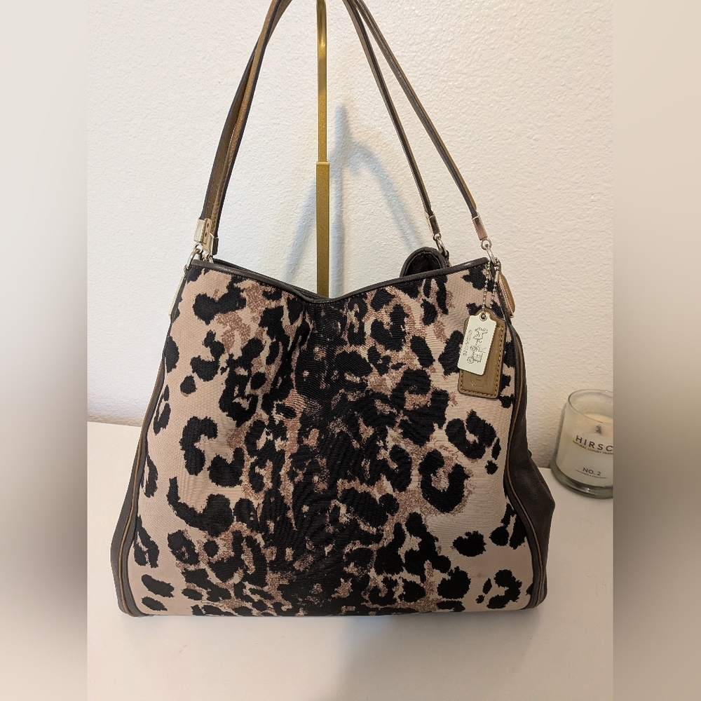 Coach Leopard Print Shoulder Bag in Beige and Brown - Picture 2 of 12
